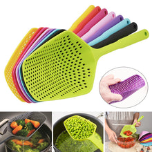 Load image into Gallery viewer, 1Pcs Scoop Colander Kitchen Strainer Scoop Food Drain Shovel Nylon Slotted Skimmer with Handle for Kitchen Cooking Baking Drain
