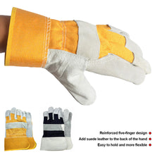 Load image into Gallery viewer, 1Pair Safety Work Gloves Builder Leather Gloves Gardening Gloves Light-Duty Mechanic Welding Gloves Cowhide Leather for Men Women
