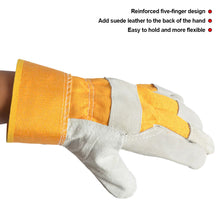 Load image into Gallery viewer, 1Pair Safety Work Gloves Builder Leather Gloves Gardening Gloves Light-Duty Mechanic Welding Gloves Cowhide Leather for Men Women
