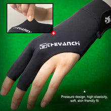Load image into Gallery viewer, 1PC Quick-Release Three-Finger Billiard Gloves With Non-Slip Mat Mesh Fabric Splicing Design Breathable Snooker Training Gloves
