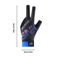 Load image into Gallery viewer, 1PC Professional Three-Finger Printed Billiard Gloves With Non-Slip Mat Self-Adhesive Cloth Fixed Breathable Snooker Match Training Gloves

