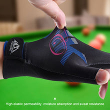 Load image into Gallery viewer, 1PC Professional Three-Finger Printed Billiard Gloves With Non-Slip Mat Self-Adhesive Cloth Fixed Breathable Snooker Match Training Gloves

