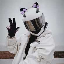 Load image into Gallery viewer, 2Pcs Car Soft Plush Motorcycle Helmet Decoration Little Cats Ears with Bow For Electric Bike Motocross Full Face Off Road Helmet Sticker
