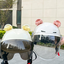 Load image into Gallery viewer, 2Pcs Cute Motorcycle Helmet Bear‘s ’Ears with Bow Motocross Electric Bike Helmet and Car Steering Wheel Decroation Accessories Driving Styling

