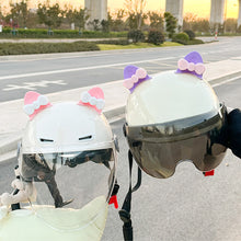 Load image into Gallery viewer, 2Pcs Cute Motorcycle Helmet Bear‘s ’Ears with Bow Motocross Electric Bike Helmet and Car Steering Wheel Decroation Accessories Driving Styling
