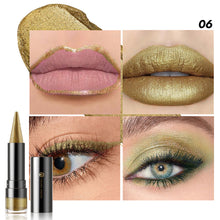 Load image into Gallery viewer, 6 Colors Pointy Shiny Lipstick Facial Multi-purpose Non-sticky Long-lasting Matte Pearl Lipstick Lip Liner Eyeshadow Eyeliner
