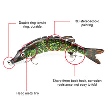 Load image into Gallery viewer, 1PC 12.5CM/17G Nine Section Lure Bait Flexible Swimming Posture Simulation Esox Reicherti Fake Bait
