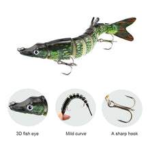 Load image into Gallery viewer, 1PC 12.5CM/17G Nine Section Lure Bait Flexible Swimming Posture Simulation Esox Reicherti Fake Bait
