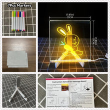 Load image into Gallery viewer, Erasable Transparent Luminous Acrylic Notepad Home Tips Message Board with Brackets Stall Small Blackboard Whiteboard Writing Board
