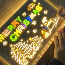 Load image into Gallery viewer, Erasable Transparent Luminous Acrylic Notepad Home Tips Message Board with Brackets Stall Small Blackboard Whiteboard Writing Board
