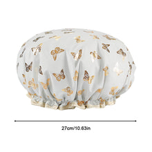 Load image into Gallery viewer, Waterproof Star Double Shower Cap Hair Cap Hot Gold Printed Terylene Cotton Shower Cap Bathing Women
