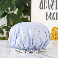 Load image into Gallery viewer, Waterproof Star Double Shower Cap Hair Cap Hot Gold Printed Terylene Cotton Shower Cap Bathing Women
