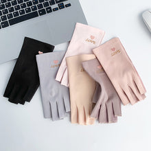 Load image into Gallery viewer, Half Finger Gloves for Sun Protection Women's Summer Driving UV Protection Cotton Thin Design Cycling Anti Slip Leak Proof Half Finger Nail Gloves
