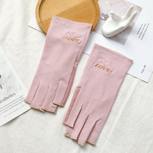 Load image into Gallery viewer, Half Finger Gloves for Sun Protection Women's Summer Driving UV Protection Cotton Thin Design Cycling Anti Slip Leak Proof Half Finger Nail Gloves
