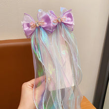 Load image into Gallery viewer, Bowknot Ribbon Hair Clip Shiny Multicoloured Ponytail Hairpin Sweet Mermaid Headwear Hair Accessories for Children
