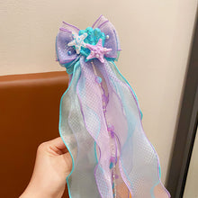 Load image into Gallery viewer, Bowknot Ribbon Hair Clip Shiny Multicoloured Ponytail Hairpin Sweet Mermaid Headwear Hair Accessories for Children
