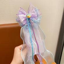 Load image into Gallery viewer, Bowknot Ribbon Hair Clip Shiny Multicoloured Ponytail Hairpin Sweet Mermaid Headwear Hair Accessories for Children
