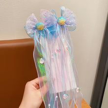 Load image into Gallery viewer, Bowknot Ribbon Hair Clip Shiny Multicoloured Ponytail Hairpin Sweet Mermaid Headwear Hair Accessories for Children

