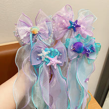 Load image into Gallery viewer, Bowknot Ribbon Hair Clip Shiny Multicoloured Ponytail Hairpin Sweet Mermaid Headwear Hair Accessories for Children
