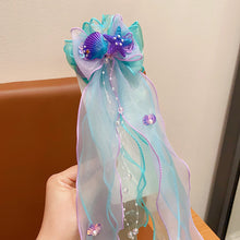 Load image into Gallery viewer, Bowknot Ribbon Hair Clip Shiny Multicoloured Ponytail Hairpin Sweet Mermaid Headwear Hair Accessories for Children
