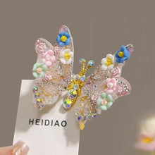 Load image into Gallery viewer, Three-dimensional Rhinestone Butterfly Hairpin Multicoloured Moving Wings Hair Clip Headwear Hair Accessories for Children
