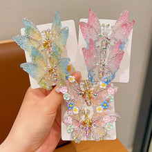 Load image into Gallery viewer, Three-dimensional Rhinestone Butterfly Hairpin Multicoloured Moving Wings Hair Clip Headwear Hair Accessories for Children
