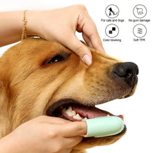 Load image into Gallery viewer, Soft Durable Color Contrast Long Handle Pet Toothbrush Deeply Clean Teeth Dirt Oral Cleaning Tool Finger Cover Pet Accessories
