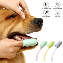 Load image into Gallery viewer, Soft Durable Color Contrast Long Handle Pet Toothbrush Deeply Clean Teeth Dirt Oral Cleaning Tool Finger Cover Pet Accessories
