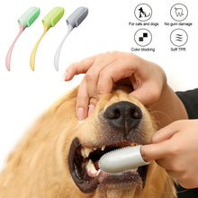 Load image into Gallery viewer, Soft Durable Color Contrast Long Handle Pet Toothbrush Deeply Clean Teeth Dirt Oral Cleaning Tool Finger Cover Pet Accessories
