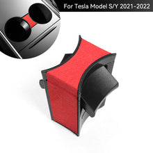 Load image into Gallery viewer, Suede Car Central Control Interior Cup Holder Water Slot Limit Clip Slip Holder Drink Holder Accessories For Tesla Model S Y 2021-2022
