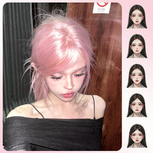 Load image into Gallery viewer, Wig Pink Gold Forehead Lace Long Straight Hair Wig Female Full Headset Beautiful Girl Women Pink Wig Cover
