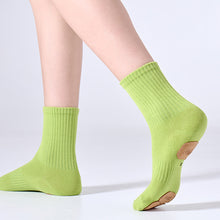Load image into Gallery viewer, 1 Pair Mid-Tube Dance Socks With Anti-Slip Wear-Resistant Sole Leather Sports Yoga Multi-Color Cotton Socks

