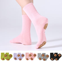 Load image into Gallery viewer, 1 Pair Mid-Tube Dance Socks With Anti-Slip Wear-Resistant Sole Leather Sports Yoga Multi-Color Cotton Socks
