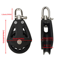 Load image into Gallery viewer, 1PC Nylon High Load Capacity Single Pulley Universal Head Swivel Sailboat Plain Bearing Block Rope Runner Boat Accessories
