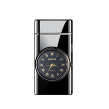 Load image into Gallery viewer, Portable Metal Dual Arc Lighter LED Display USB Rechargeable with Clock and Flashlight Flameless Lighter Outdoor Camping Men's Gifts BBQ
