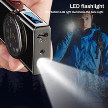 Load image into Gallery viewer, Portable Metal Dual Arc Lighter LED Display USB Rechargeable with Clock and Flashlight Flameless Lighter Outdoor Camping Men's Gifts BBQ
