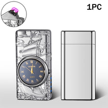 Load image into Gallery viewer, Portable Metal Dual Arc Lighter LED Display USB Rechargeable with Clock and Flashlight Flameless Lighter Outdoor Camping Men's Gifts BBQ
