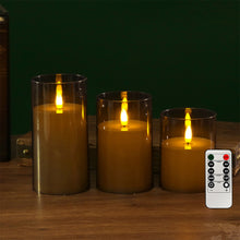 Load image into Gallery viewer, 3Pcs/Set LED Flameless Electric Candles Light Acrylic Glass Battery Flickering Fake Tealight with Remote Control for Wedding Party Christmas Decor
