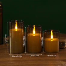 Load image into Gallery viewer, 3Pcs/Set LED Flameless Electric Candles Light Acrylic Glass Battery Flickering Fake Tealight with Remote Control for Wedding Party Christmas Decor
