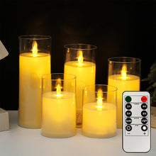 Load image into Gallery viewer, 3Pcs/Set LED Flameless Electric Candles Light Acrylic Glass Battery Flickering Fake Tealight with Remote Control for Wedding Party Christmas Decor
