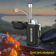Load image into Gallery viewer, 360° Rotation Hose Electric Arc Plasma Lighter Ignition Outdoor Camping Windproof Lighter Smoking USB Type-C Waterproof Charging Port
