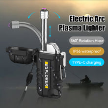 Load image into Gallery viewer, 360° Rotation Hose Electric Arc Plasma Lighter Ignition Outdoor Camping Windproof Lighter Smoking USB Type-C Waterproof Charging Port

