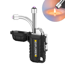 Load image into Gallery viewer, 360° Rotation Hose Electric Arc Plasma Lighter Ignition Outdoor Camping Windproof Lighter Smoking USB Type-C Waterproof Charging Port
