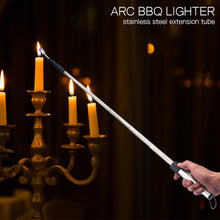 Load image into Gallery viewer, 28inch USB Windproof Electric Arc Lighters Rechargeable with Long Adjustable Handle Cigarette Lighters Plasma Pulsed Powerful for Kitchen Outdoor BBQ Candle
