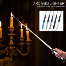Load image into Gallery viewer, 28inch USB Windproof Electric Arc Lighters Rechargeable with Long Adjustable Handle Cigarette Lighters Plasma Pulsed Powerful for Kitchen Outdoor BBQ Candle
