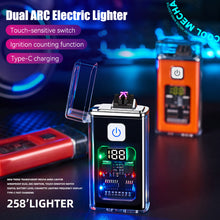 Load image into Gallery viewer, USB Rechargeable Dual ARC Electric Lighter Cool Windproof Plasma Lighters with LED Light for Men Outdoor Camping BBQ Gadgets
