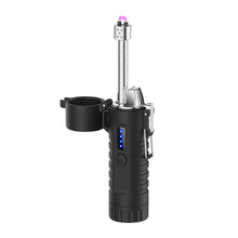Load image into Gallery viewer, 360° Rotating Hose Flashlight Electric Arc Lighter Waterproof Cigarette Lighter Retractable Type-C Rechargeable Chargering for Men Gift Outdoor Travel
