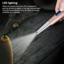 Load image into Gallery viewer, Electric Arc Ignition Windproof Pulse Flameless Plasma Ignition Candle Lighters USB Rechargeable Lighter for Home Kitchen Outdoor BBQ Aromatherapy Candle
