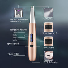 Load image into Gallery viewer, Electric Arc Ignition Windproof Pulse Flameless Plasma Ignition Candle Lighters USB Rechargeable Lighter for Home Kitchen Outdoor BBQ Aromatherapy Candle

