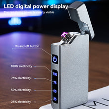 Load image into Gallery viewer, Windproof Double Arc Metal Lighter USB LED Power Lighter Digital Display Touch Sensor Lighters Rechargeable Type-C Charging Interface
